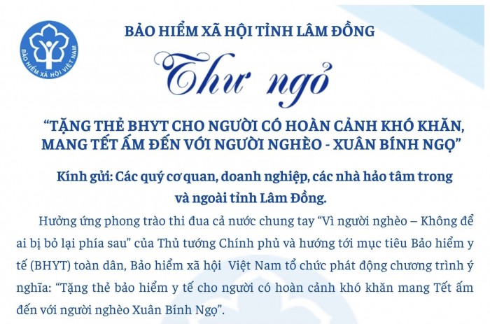 BHXH tỉnh Lâm Đồng phát động Chương trình tặng thẻ BHYT cho người có hoàn cảnh khó khăn